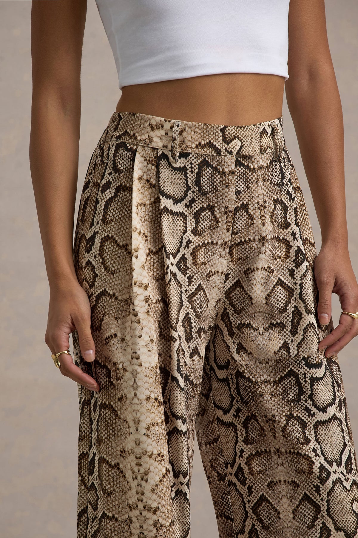 Shaniya | Pantalones de Pierna Ancha con Estampado de Serpiente