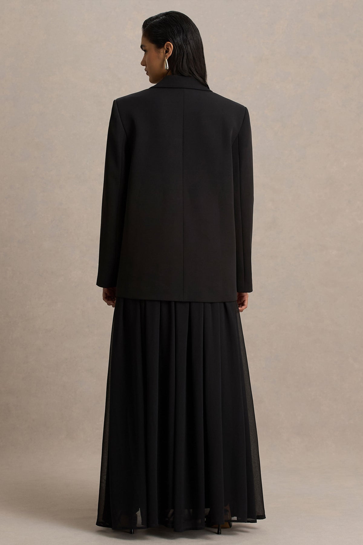 Spencer | Falda Larga Plisada en Chifón Color Negro