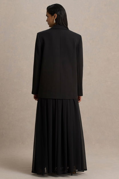 Spencer | Falda Larga Plisada en Chifón Color Negro