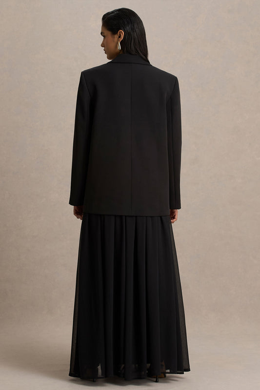 Spencer | Falda Larga Plisada en Chifón Color Negro