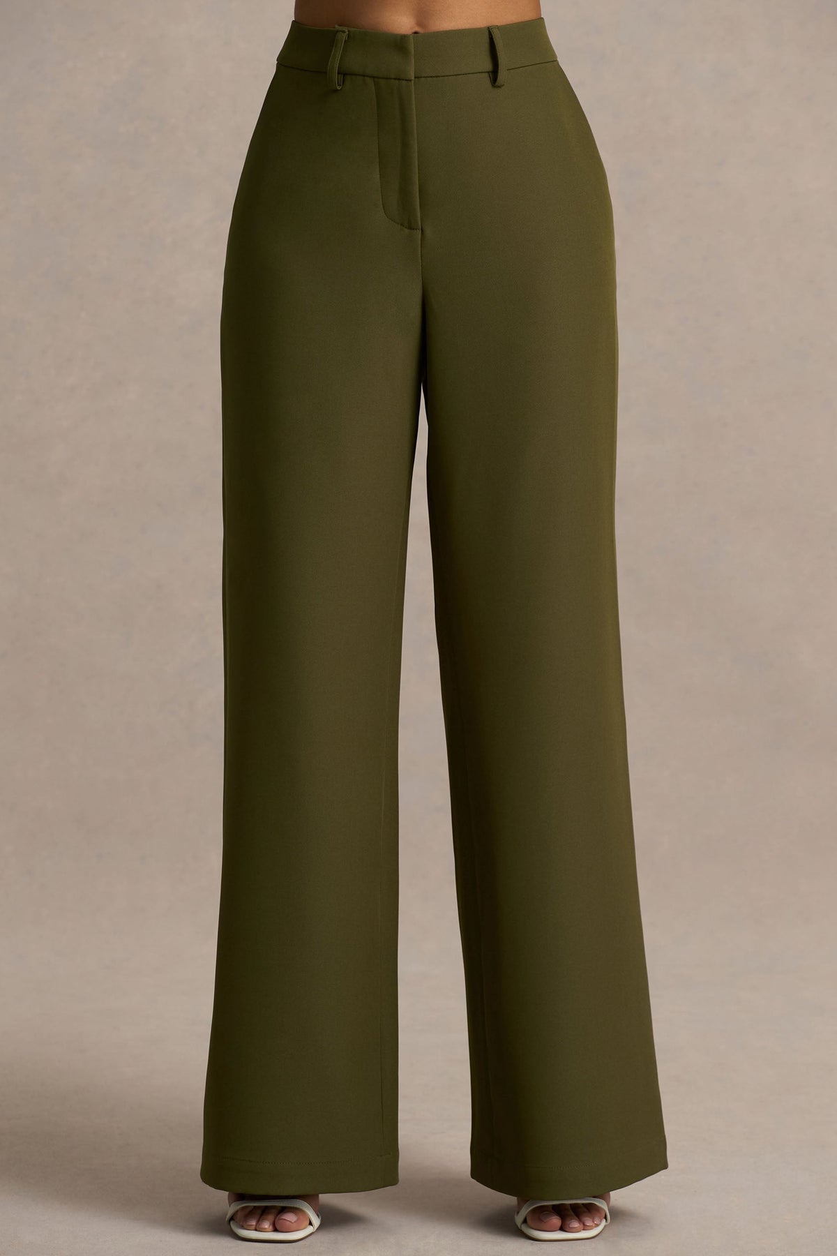 Silvia | Pantalones Verde Oliva de Corte Recto