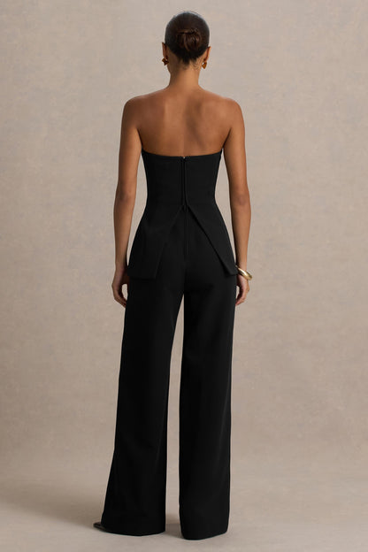 Zoey | Mono Negro con Escote Bandeau