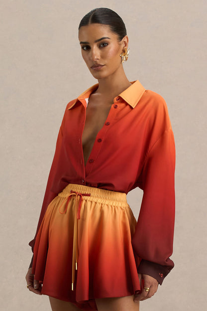 Rowan | Camisa satinada con degradado en tonos naranja
