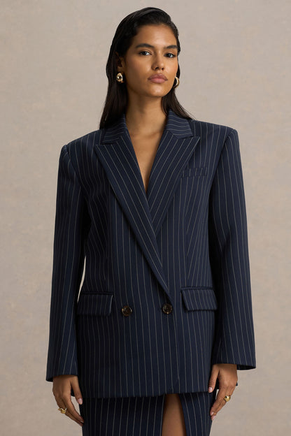 Alana | Blazer Azul Marino de Rayas