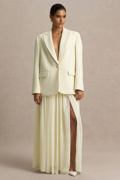 Spencer | Falda Larga Plisada en Chifón Color Crema