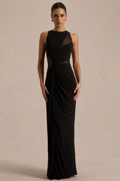 Opaline | Vestido Largo negro con cuello redondo