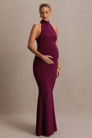 Kaia | Vestido Premamá Burdeos con Escote Halter
