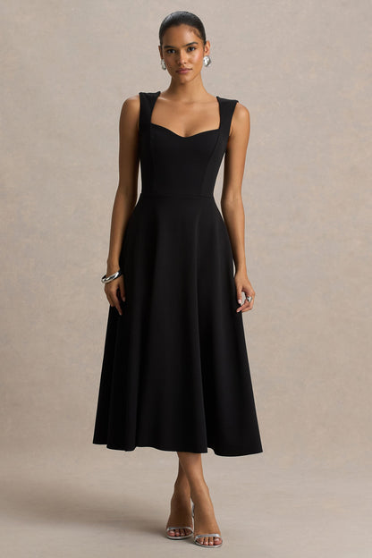 Andromeda | Vestido Midi Negro Sweetheart