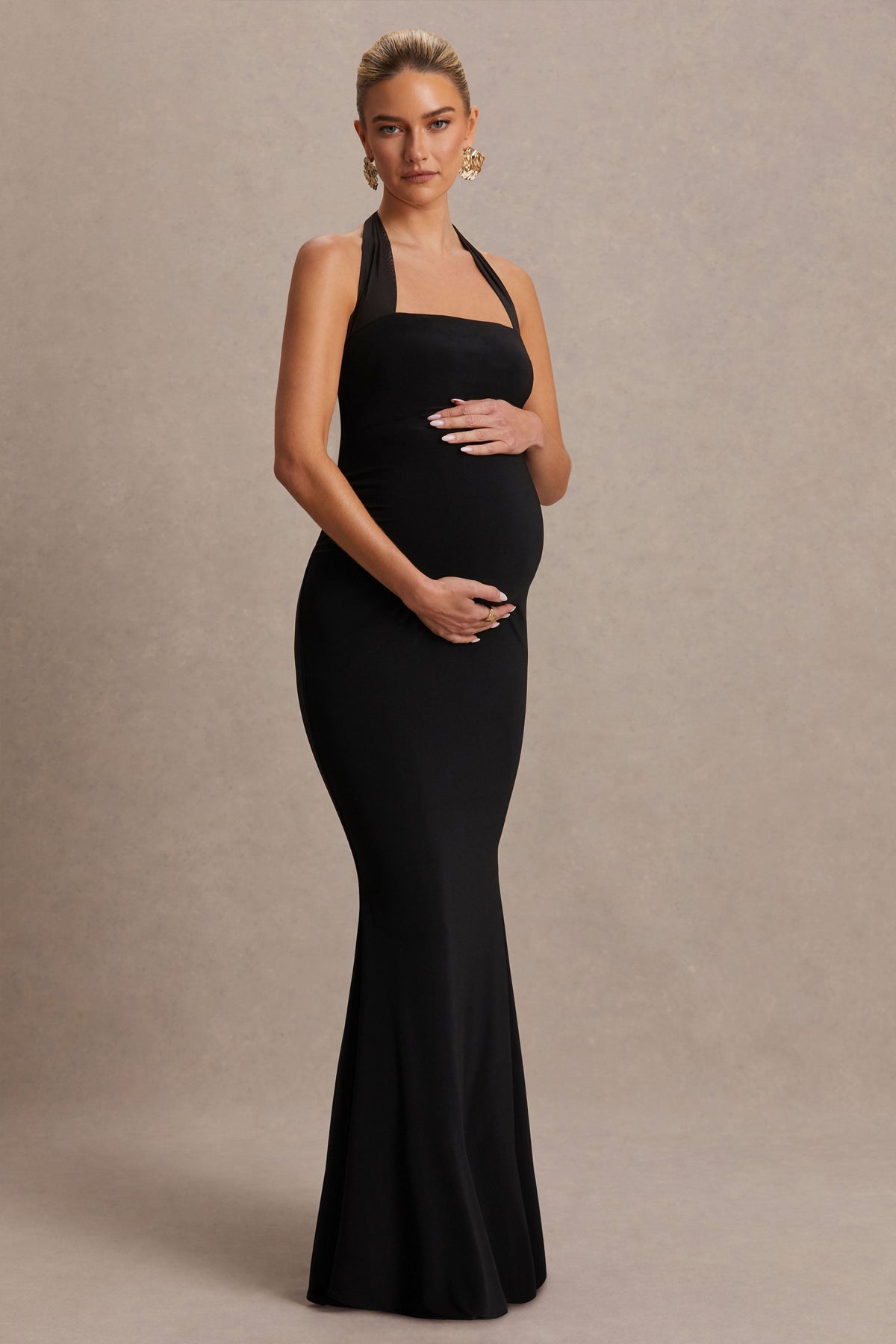 Avielle | Vestido Largo Halter, Color Negro