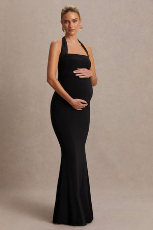 Avielle | Vestido Largo Halter, Color Negro