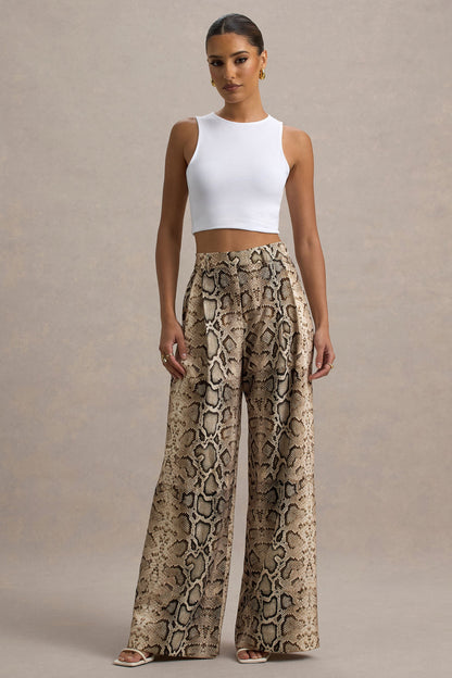 Shaniya | Pantalones de Pierna Ancha con Estampado de Serpiente