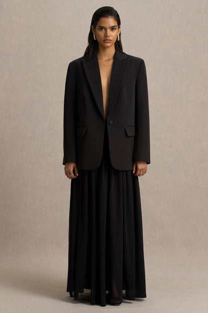Spencer | Falda Larga Plisada en Chifón Color Negro