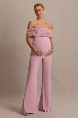 Sallow | Mono premamá en Rosa con Flores y Escote Bardot