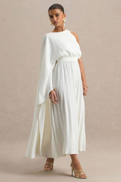 Paradise | Mono blanco con detalle de lazada en el cuello y manga tipo capa