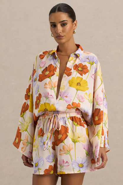 Lolite | Camisa de manga larga de satén con estampado floral