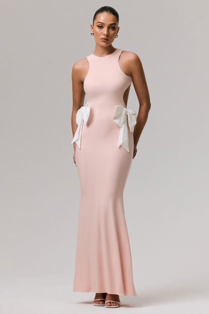 By Your Side | Vestido largo Rosa con Lazos y Aberturas