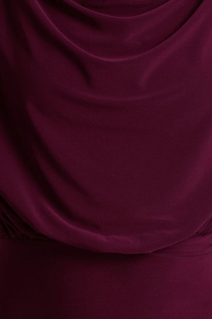 Hermia | Vestido Midi Burdeos De Cuello Alto Sin Mangas