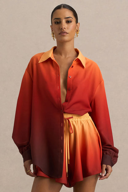 Rowan | Camisa satinada con degradado en tonos naranja