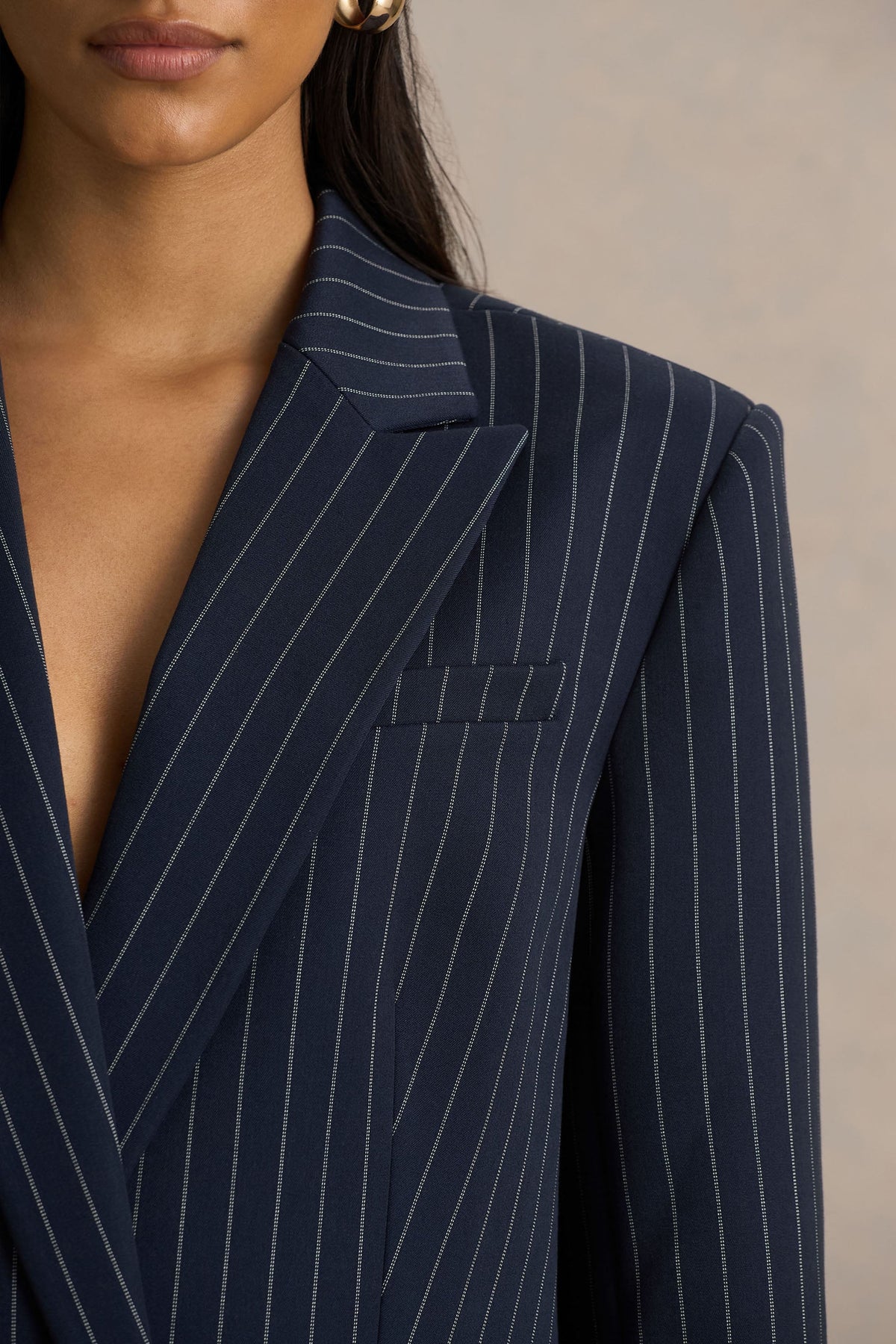 Alana | Blazer Azul Marino de Rayas