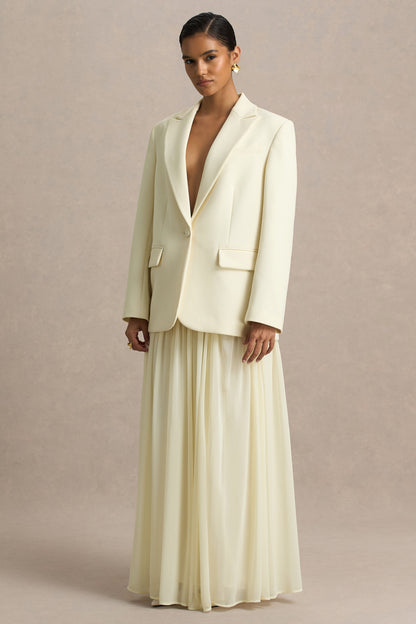 Spencer | Falda Larga Plisada en Chifón Color Crema