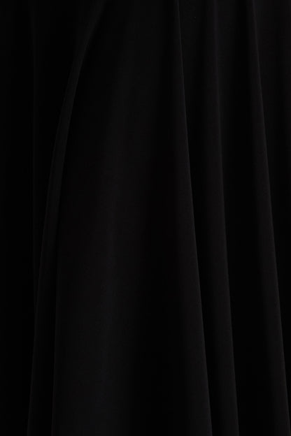 Isola | Vestido Midi Negro con Escote Asimétrico y Cintura Caída
