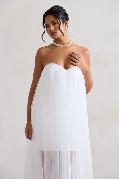 Dreamland | Vestido corto blanco con tul y escote corazón