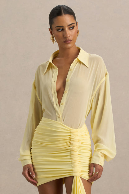 Zinna | Camisa de gasa transparente en color amarillo pastel