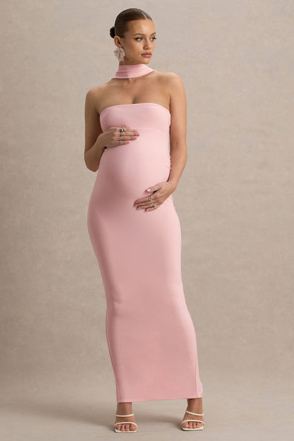 Glaze | Vestido largo de premamá de Cuello Alto en Rosa