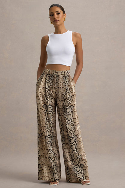 Shaniya | Pantalones de Pierna Ancha con Estampado de Serpiente