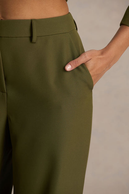 Silvia | Pantalones Verde Oliva de Corte Recto
