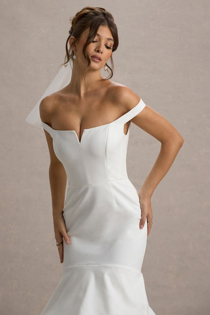 The Greatest | Vestido Largo con escote en V y falda de tul en color blanco