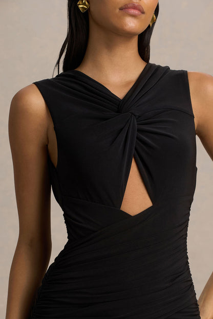 Kendall | Vestido largo negro con abertura en el escote