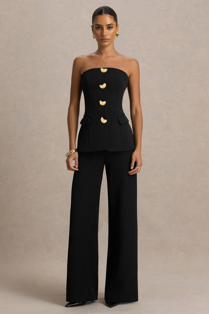 Zoey | Mono Negro con Escote Bandeau