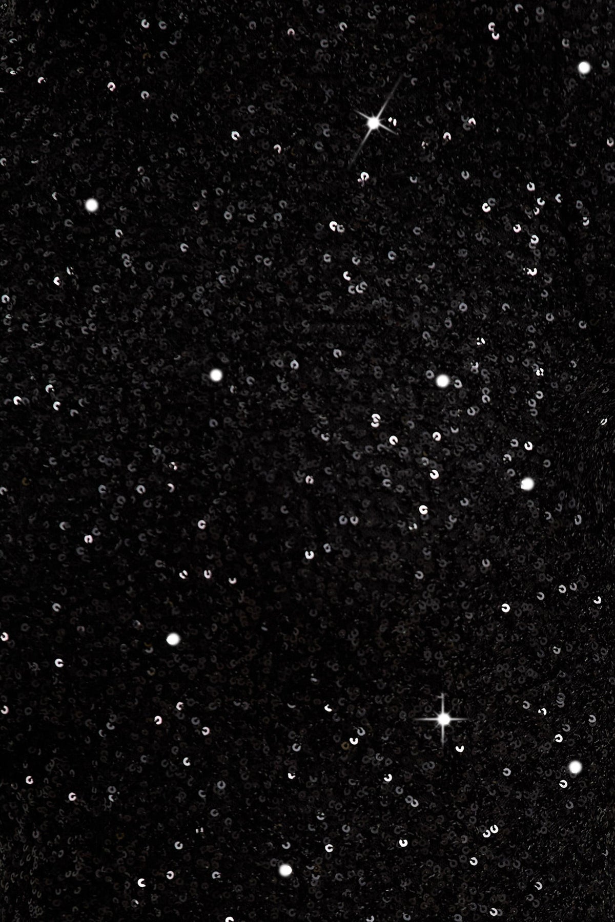 Galaxy | Vestido largo Negro de Lentejuelas con Cuello Alto y Manga Larga