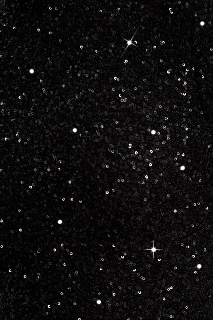 Galaxy | Vestido largo Negro de Lentejuelas con Cuello Alto y Manga Larga