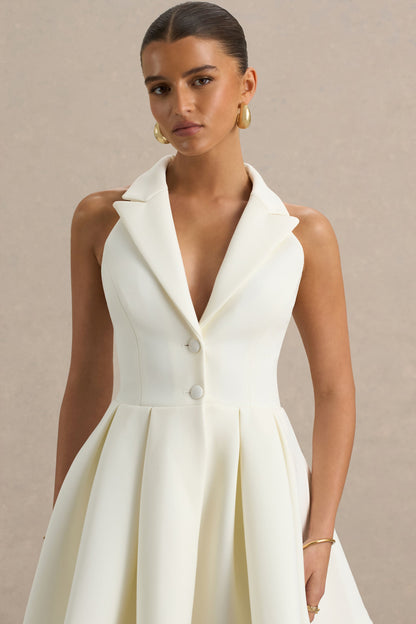 Kyla | Vestido corto blanco con escote pronunciado.