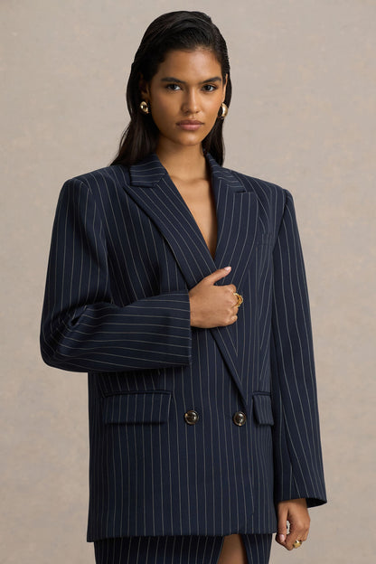 Alana | Blazer Azul Marino de Rayas