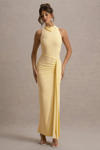 Sunflower | Vestido largo sin mangas en amarillo con silueta fruncida