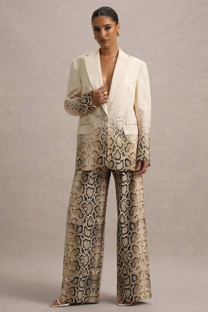 Shaniya | Pantalones de Pierna Ancha con Estampado de Serpiente