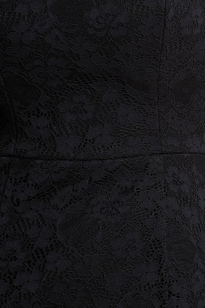 Alissa | Vestido midi de encaje negro con escote cuadrado