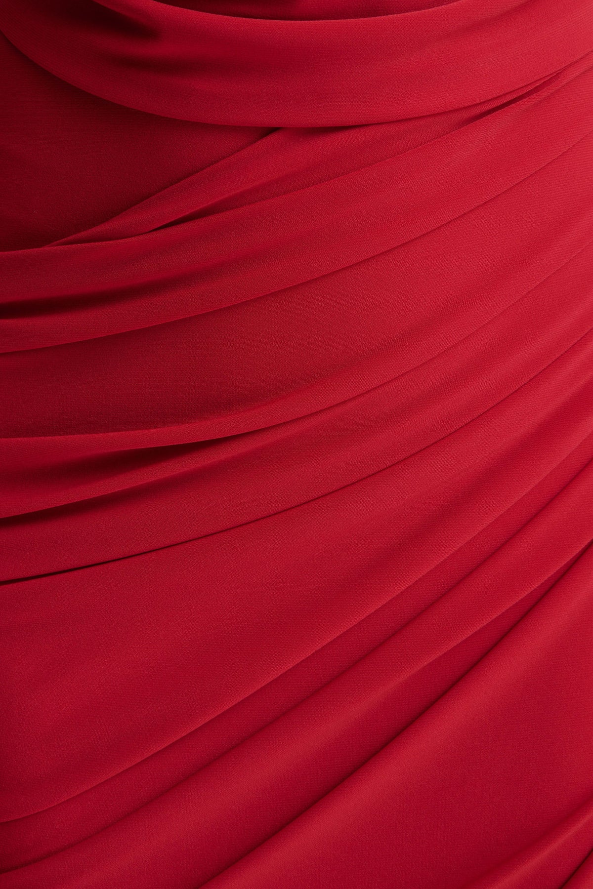 Cairo | Vestido Largo Rojo con Cuello Drapeado y Detalle Fruncido
