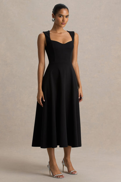 Andromeda | Vestido Midi Negro Sweetheart