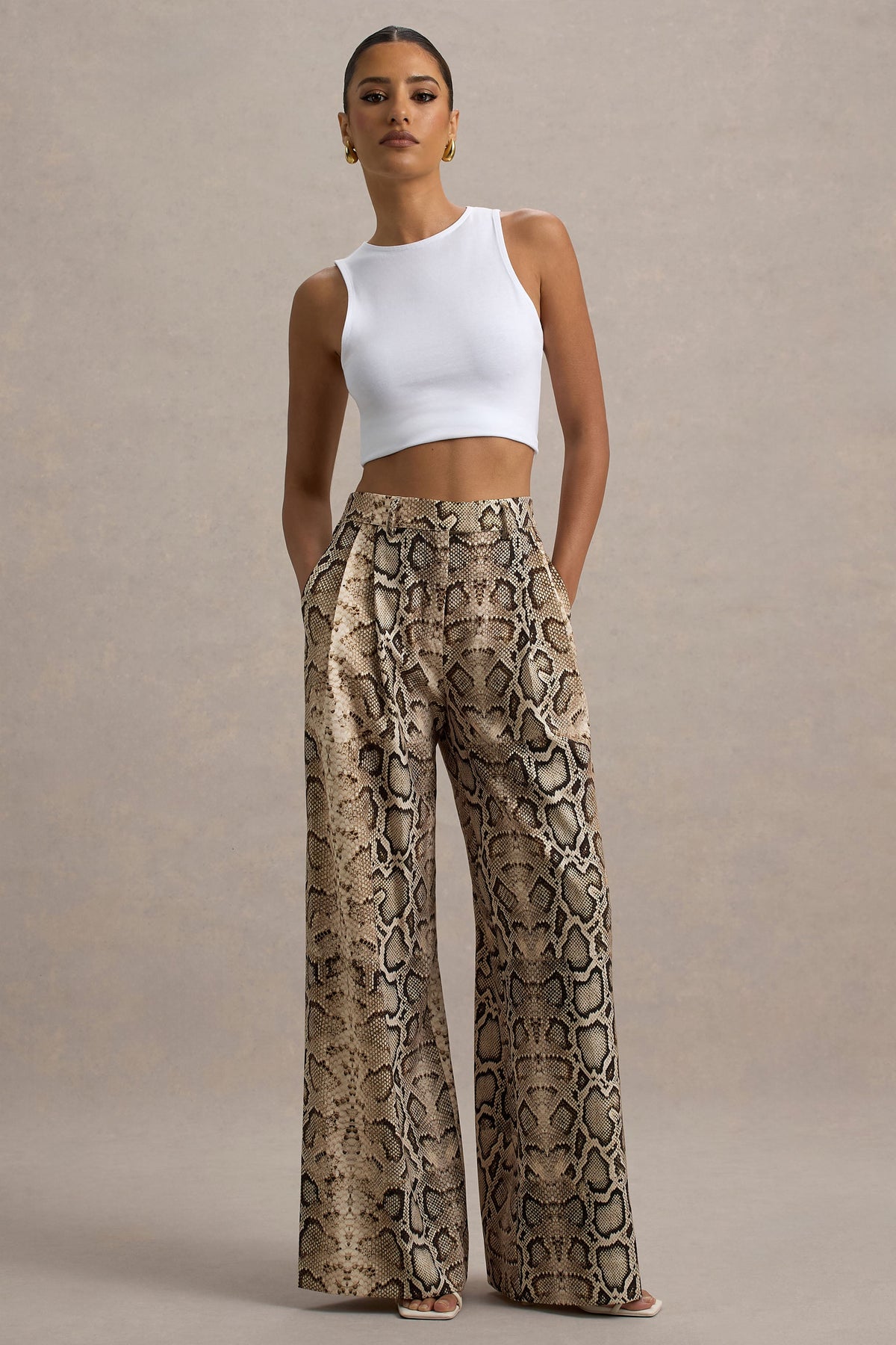 Shaniya | Pantalones de Pierna Ancha con Estampado de Serpiente
