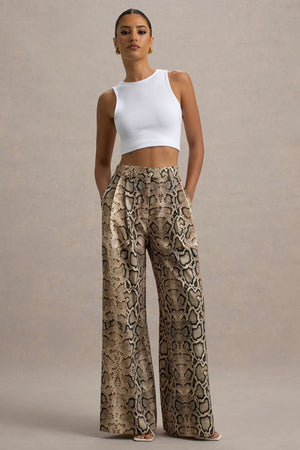 Shaniya | Pantalones de Pierna Ancha con Estampado de Serpiente