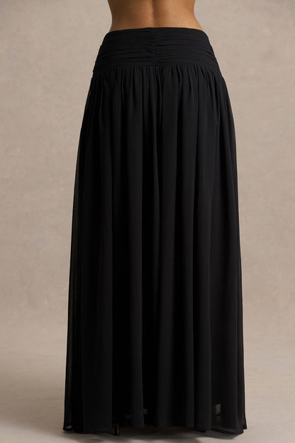 Spencer | Falda Larga Plisada en Chifón Color Negro