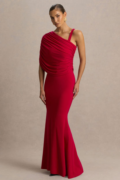 Sylvie | Vestido Largo rojo de cuello asimétrico
