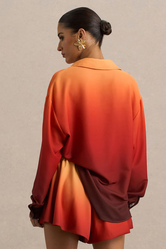 Rowan | Camisa satinada con degradado en tonos naranja