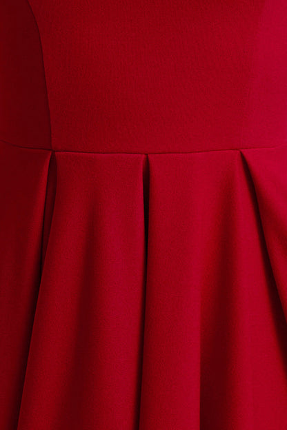 Parina | Vestido midi rojo con escote cuadrado y falda voluminosa