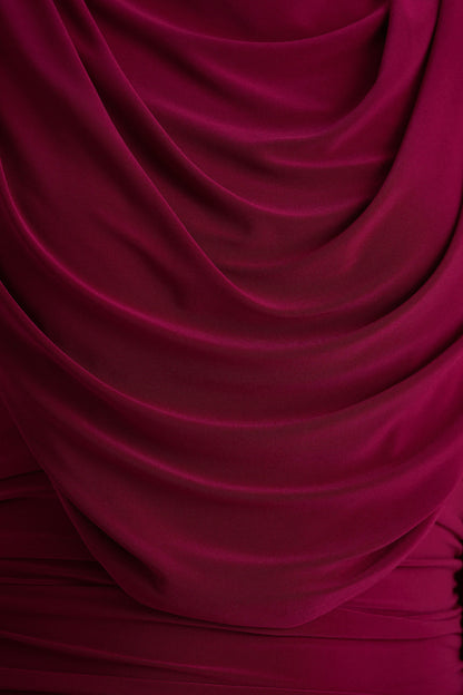 Wanderer | Vestido largo en burdeos con detalle drapeado