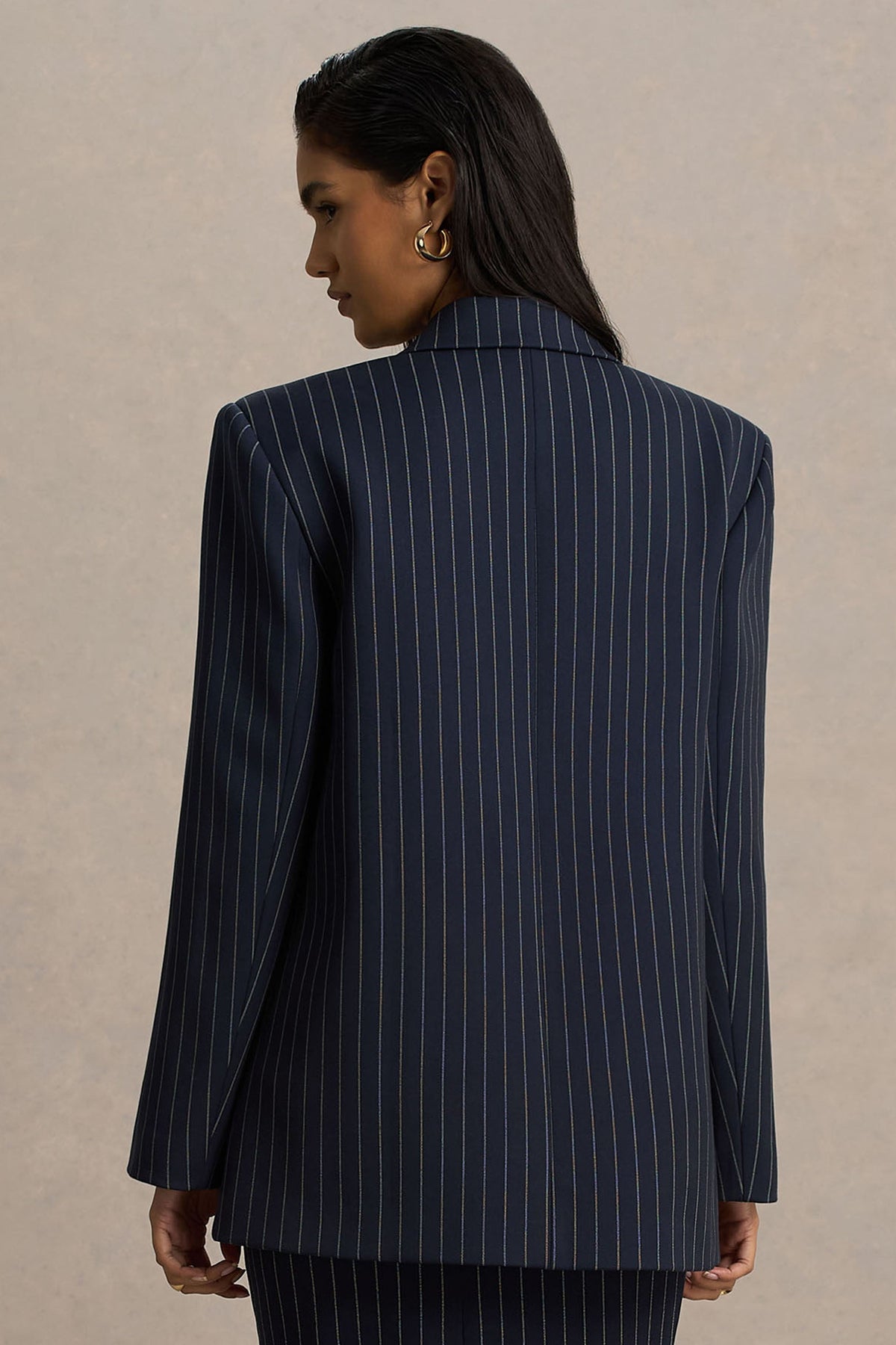 Alana | Blazer Azul Marino de Rayas